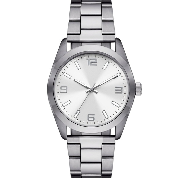 George Men's Watch: Silver Tone Case, Silver Dial, Silver Tone 3 Link Bracelet - Picture 1 of 4